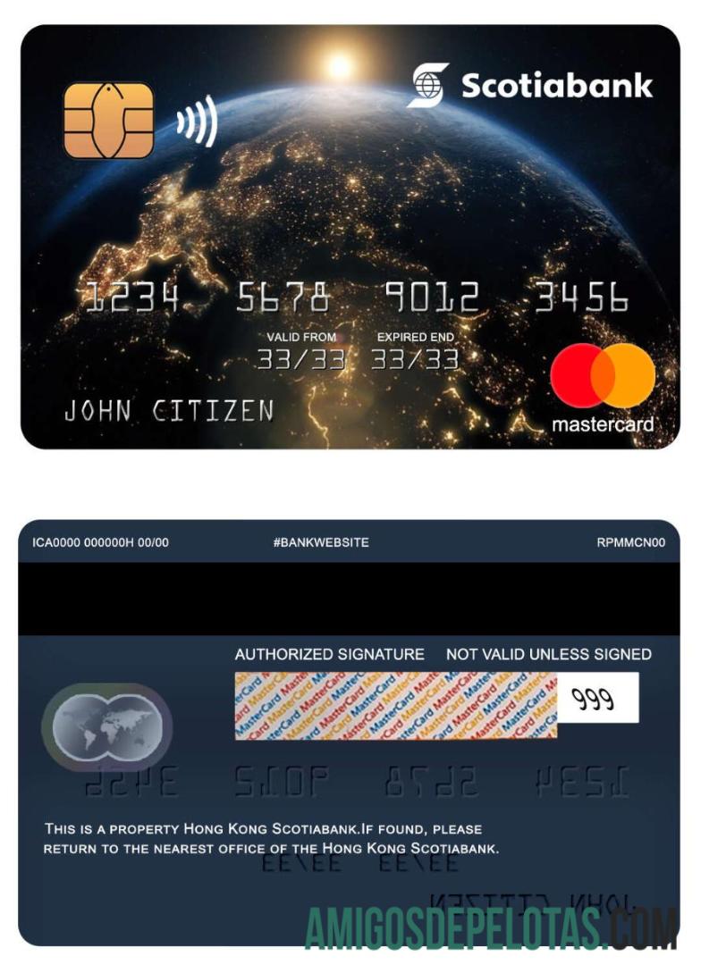 Mastercard do Banco Scotiabank de Hong Kong baixar para verificação
